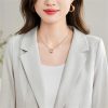 Women Spring Summer Professional Slim Half Sleeve Jacket Office Work Coat Tops White Blazer