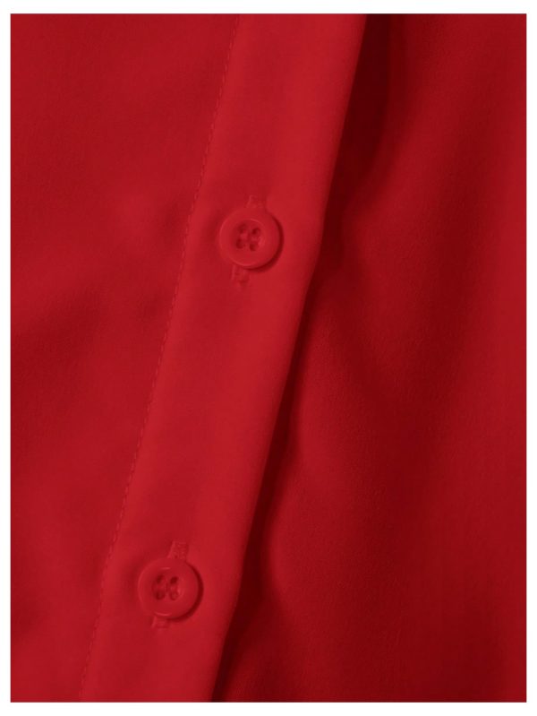 Women's Bow Back Blouse Collar Neck Button Down Vest Sleeveless Asymmetrical Split Blouse Top Tank