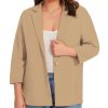 Womens Plus Size Blazer 3/4 Sleeve Notch Lapel Casual Work Blazers One Button Open Front Pockets Jackets (XL-5XL)
