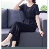 Women's Cotton Sleep Set - T-Shirt & Trousers Breathable Pajama Soft Feel