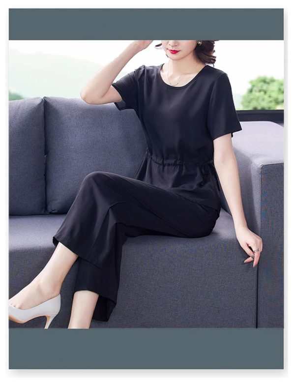 Women's Cotton Sleep Set - T-Shirt & Trousers Breathable Pajama Soft Feel