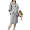 Women's Linen Set - Red Short Sleeve Top & Shorts Breathable Resort Outfit