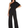Women's Size One Shoulder Crepe Melania Jumpsuit Plus