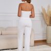 Two Piece Sets for Women Summer V Neck Button Down Sleeveless Halter Vest Tops Wide Leg Pants Sets Matching Sets