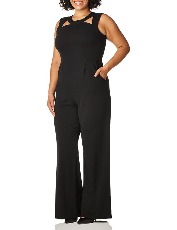 Women's Sleeveless Neckline Cutout Jumpsuit With Pockets