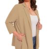 Womens Plus Size Blazer 3/4 Sleeve Notch Lapel Casual Work Blazers One Button Open Front Pockets Jackets (XL-5XL)