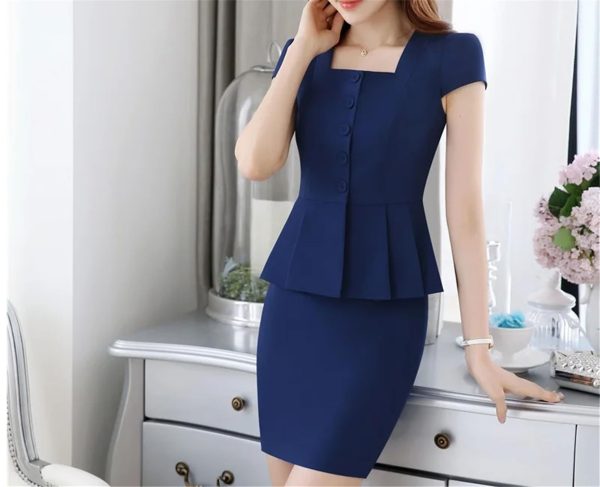 Plus Size Women’S Pink Professional Suit 2-Piece Set Summer Business Office Wear Stretch Fabric Slim Fit Blazer Outfit