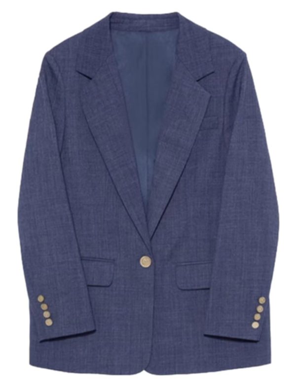 Women's One Button Coat Work Office Suit Jacket Notch Lapel Blazer