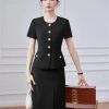 Women's Two-Piece Short-Sleeved Blazer Long Skirt Showing Elegant Temperament