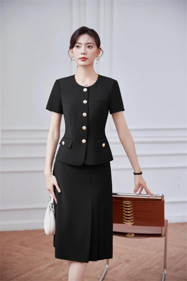 Women's Two-Piece Short-Sleeved Blazer Long Skirt Showing Elegant Temperament