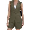 Two Piece Sets for Women Blazer Suit Asymmetrical Vest Notched Collar Summer Shorts Business Casual Outfits