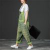 Women Vintage Printed Jumpsuits Loose Washed Denim Overalls Print Simple Rompers Pants