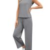 Two Piece Sets for Women Casual Travel Vacation Outfits Summer Wide Leg Crop Pants Lounge Sets