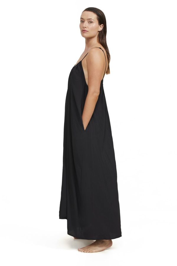 Luma Women's Deep Ruched Scoop Neck Maxi Dress Coverup and Flowy Design for a Comfortable Fit