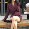 61Lfot5w18L.jpg Spring Summer Stylish Blazer Suits Sets Women Crop Coat High Waist Pocket Mini Skirts Outfit Suits