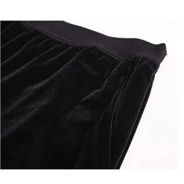 Plus Size Women's Velvet Set - Pullover Top & Wide Leg Pants Relaxed Comfort Fit