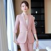 Women Half Sleeve Elegant Business Suits Spring Summer Formal Uniform Designs Pantsuits Professional Blazers Trousers Sets