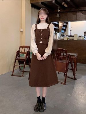 Korean Long Sleeve False Three Piece Suit Dress Slimming Spliced Skirt Women's Elegant Office Dress