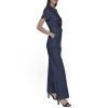 Womens Button Front Belted Jumpsuit