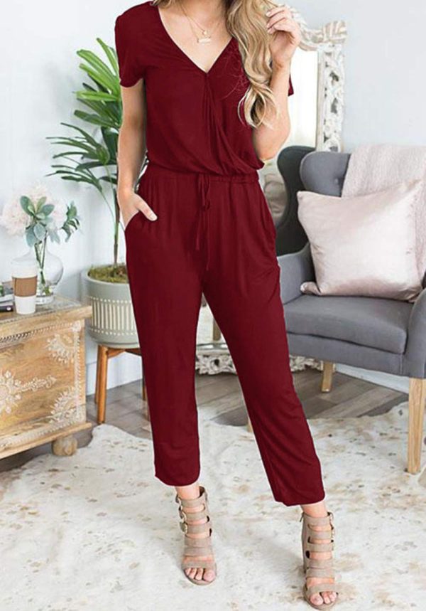 Jumpsuits for Women 2025 Spring Summer Casual Dressy Short Sleeve Romper Airport Vacation Travel Outfits