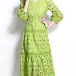 61PA8j4La0L.jpg Women Summer Hollow Out Lace Dress Streetwear Long Sleeve Office Party Dress