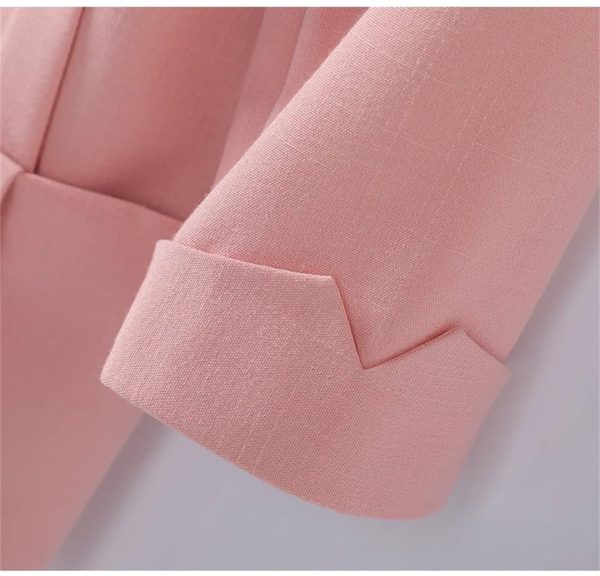 Women Spring Summer Pink Business Coat All Match Jascket Korea Work Office Suit White Black Blazers