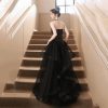 Black Sling Split Cocktail Evening Dress Sexy Formal Banquet Party Dress for Women