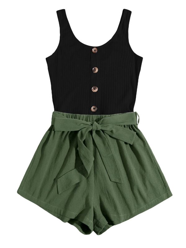 Casual Summer Rompers for Women Sleeveless Vacation Outfits Short Jumpsuit