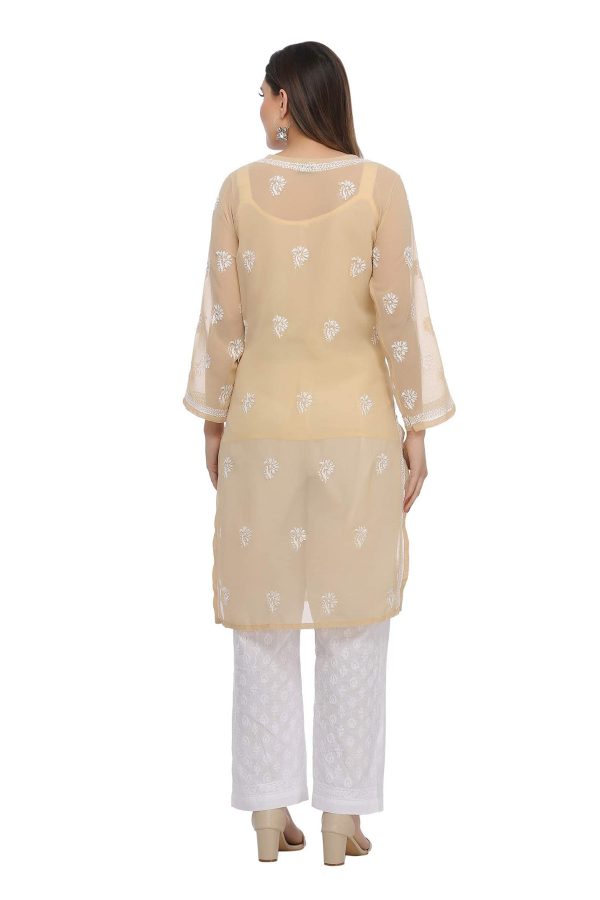 Hand Embroidered Indian Chikankari Georgette Kurti Kurta with Slip for Women A90397