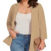 Womens Plus Size Blazer 3/4 Sleeve Notch Lapel Casual Work Blazers One Button Open Front Pockets Jackets (XL-5XL)
