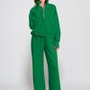 Women's 2 Piece Outfits Lounge Set 2025 Oversized Half Zip Sweatshirt Wide Leg Sweatpant Set Sweatsuit Tracksuit