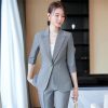 Women Half Sleeve Elegant Business Suits Spring Summer Formal Uniform Designs Pantsuits Professional Blazers Trousers Sets