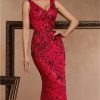 Sequin Evening Dress for Women V Neck Long Slit Formal Gown Wedding Guest Prom Floor Length Party Dress