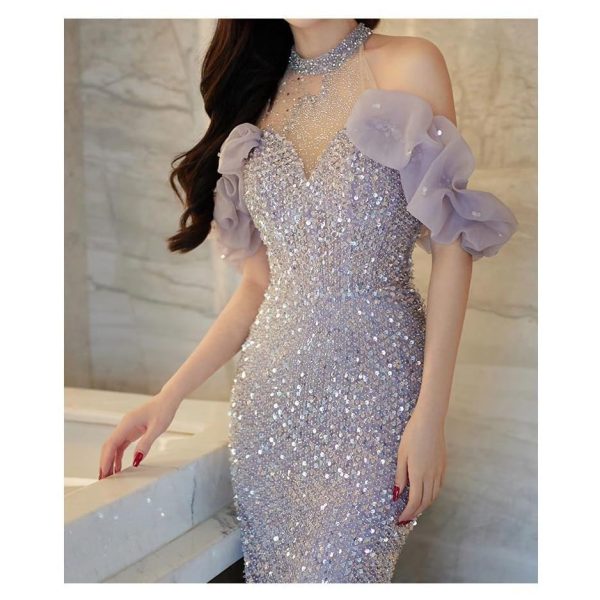 Sexy Halter Evening Dress for Women Versatile Formal Toasting Gown Elegant Party Dresses for Wedding