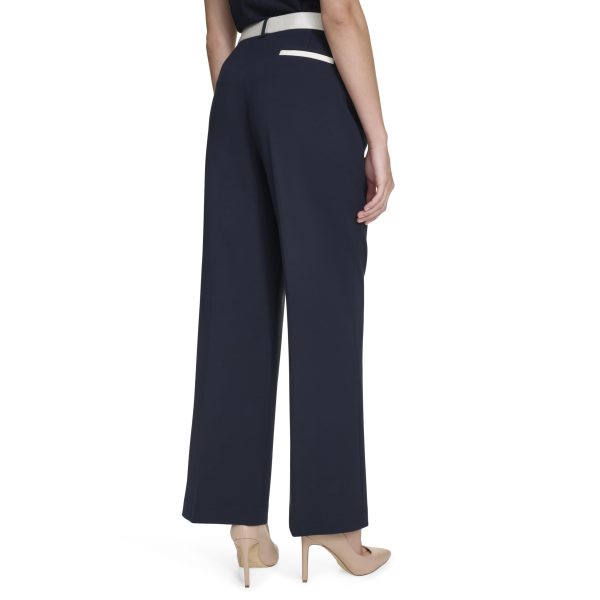 womens Contrast Waist Flare Trouser Pant