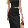 61WA88sQFhL.jpg Women's Two Piece Sets 2025 Bodycon Dresses Summer Outfits Tank Top and Midi Skirt Suits Sweater
