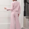 Women's Suit 2 Piece Casual Outfits Cropped Blazer High Waisted Wide Leg Pants for Work