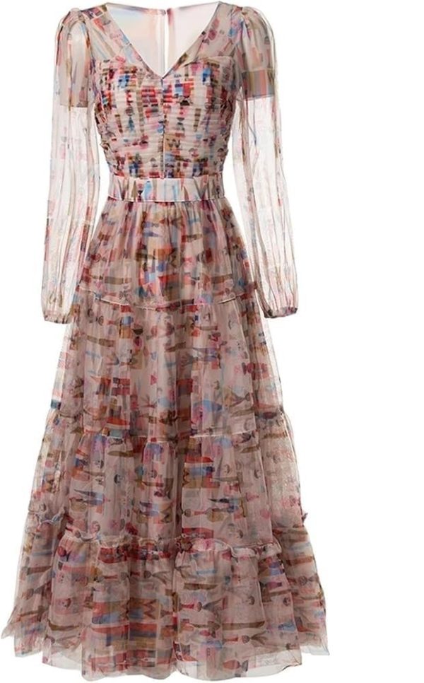 Elegant Women's Evening Gown - Cocktail Dress with Short Sleeves and Empire Waist for Parties and Special Occasions(Brown,Large)