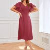 Women's Formal Cocktail Wedding Guest Dress for Women 2025 Short Sleeve Fit and Flare Tea Party Dresses