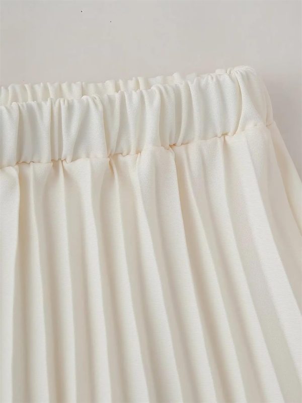 Women's Elegant Romantic Short Sleeve Blazer Skirt Set Lapel Buttoned Suit Pleated Skirt Set