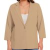 Womens Plus Size Blazer 3/4 Sleeve Notch Lapel Casual Work Blazers One Button Open Front Pockets Jackets (XL-5XL)