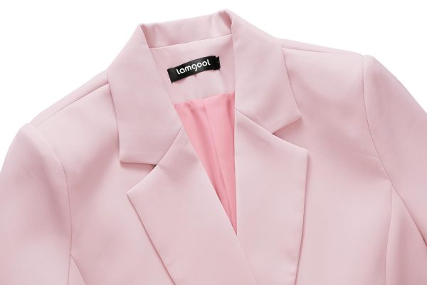 Women's Suit 2 Piece Casual Outfits Cropped Blazer High Waisted Wide Leg Pants for Work