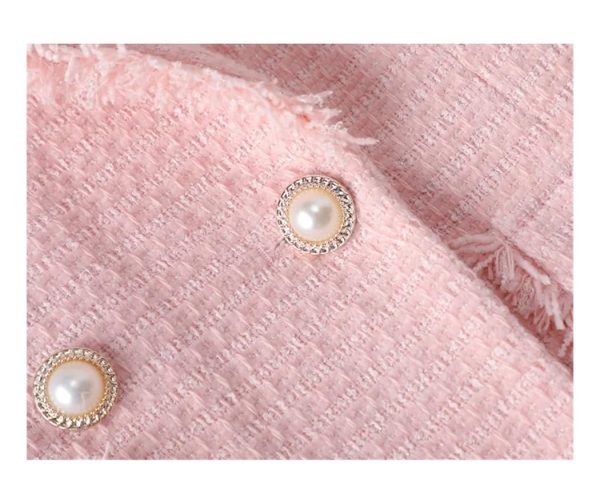 Women's Long Sleeve Suit Jacket Double Breasted Tweed Blue White Blazer Coat Business Casual Work Outerwears