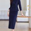 Women Commuting Office Half Skirt Two Piece Set Slim Fit Double Breasted Long Sleeved Half Skirt Set