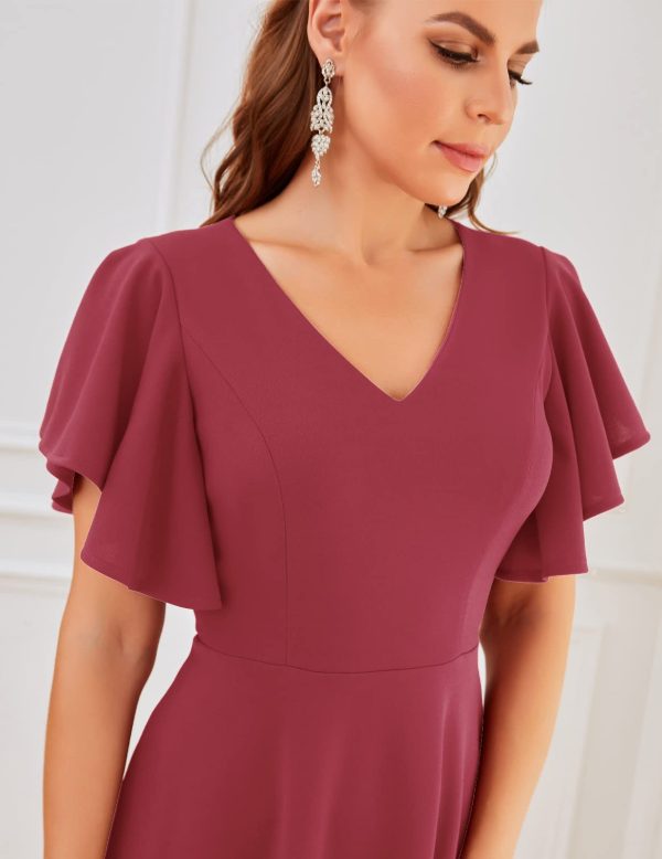 Women's Formal Cocktail Wedding Guest Dress for Women 2025 Short Sleeve Fit and Flare Tea Party Dresses