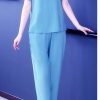 Women's Summer Loungewear - Light Blue Cotton Blend Tee & Capris Moisture-Wicking