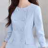 Women Commuting Office Half Skirt Two Piece Set Slim Fit Double Breasted Long Sleeved Half Skirt Set
