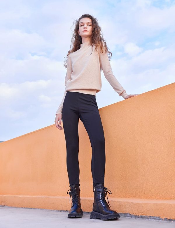 Women's Seamless 100% Wool Sweater, Long Sleeve Crewneck Sweater 2024 Fall Winter Pullover for Women