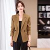 61gjnDUj8fL.jpg Women 2 Button Office Long Sleeve Solid Coats Turn Down Collar Vintage Jacket Loose Blazer