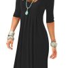 Womens Summer Casual Half Sleeve Empire Waist Loose Swing Pleated Modest Work Tunic T Shirt Dresses